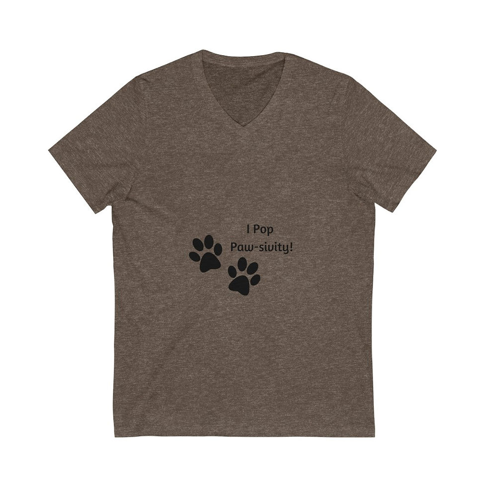 Thumbnail: Unisex Jersey Short Sleeve V-Neck Pawsitivity Tee