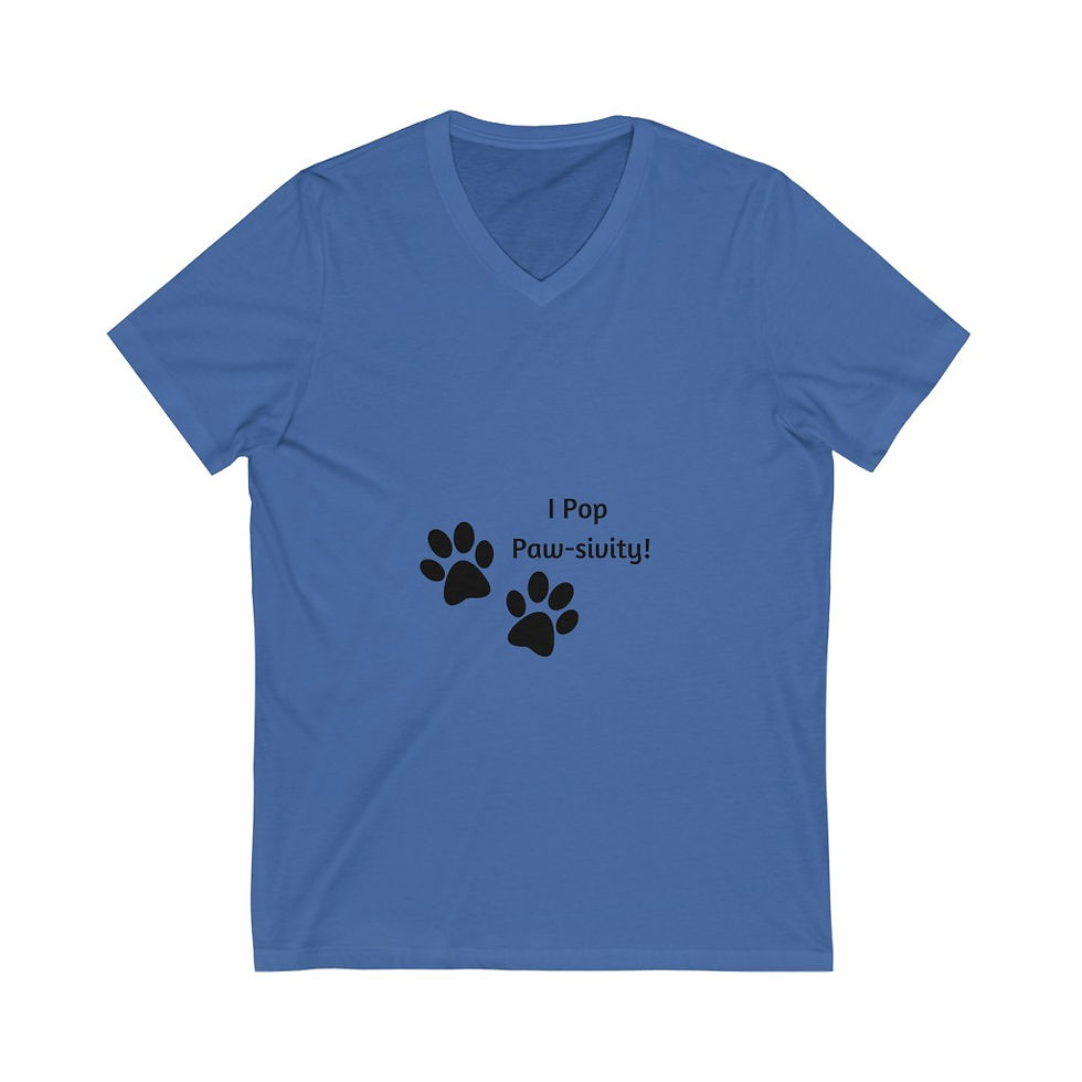 Thumbnail: Unisex Jersey Short Sleeve V-Neck Pawsitivity Tee