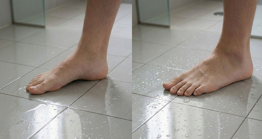 HDB toilet floor with MicroGrip™ invisible anti-slip treatment providing safety for families without changing the tile appearance.