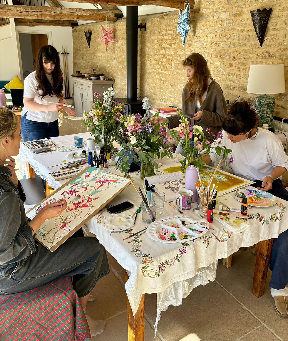 Print Pattern Archive design team painting and collaborating