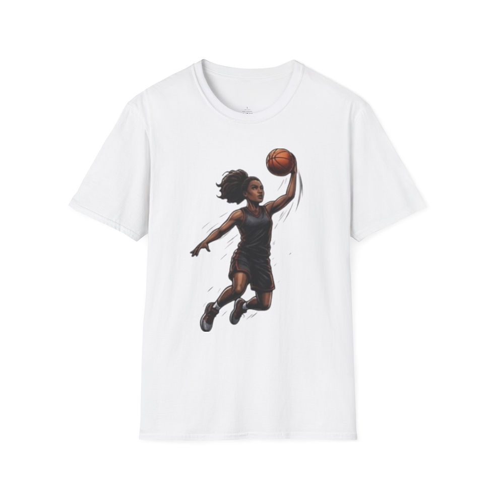 Thumbnail: Women’s Basketball Player Graphic T‑Shirt — Black Female Dunking Illustration