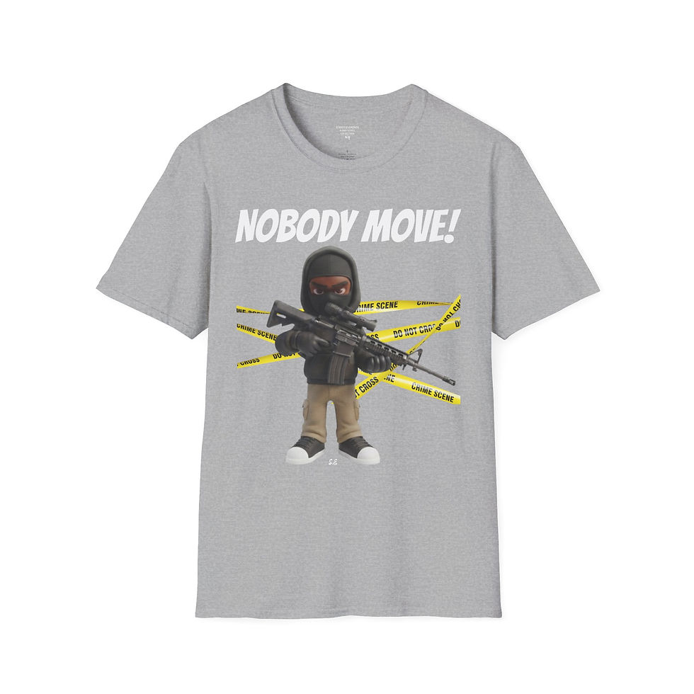 Thumbnail: Nobody Move! Tactical Gamer Tee — Police Line Crime Scene Shirt