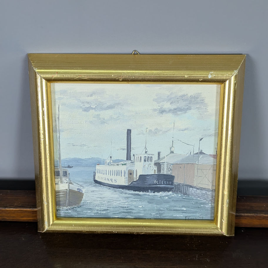 XIX a. garlaivis paveikslėlyje auksiniame rėmelyje