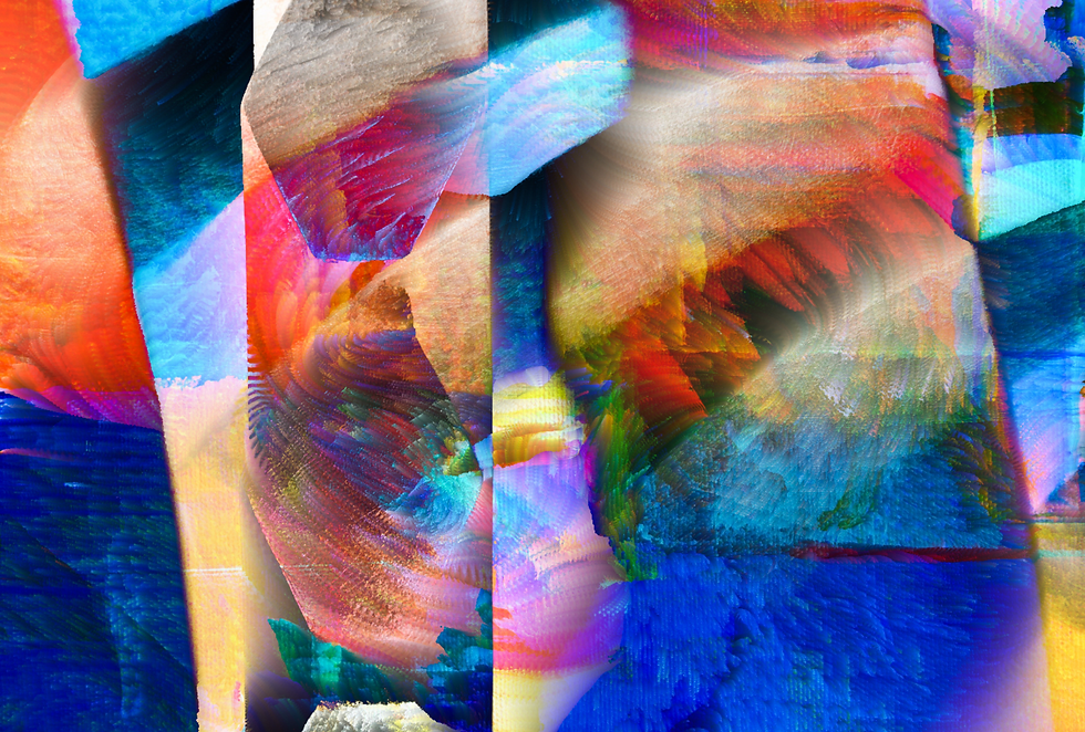 Abstract art with vivid colors and patterns; COLORE and visual impact.