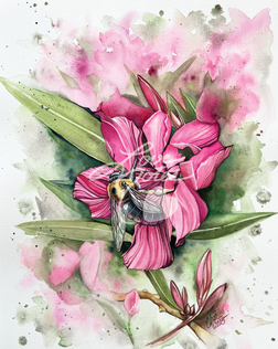 Eastern Carpenter Bee, Female Bee, Pink Oleander