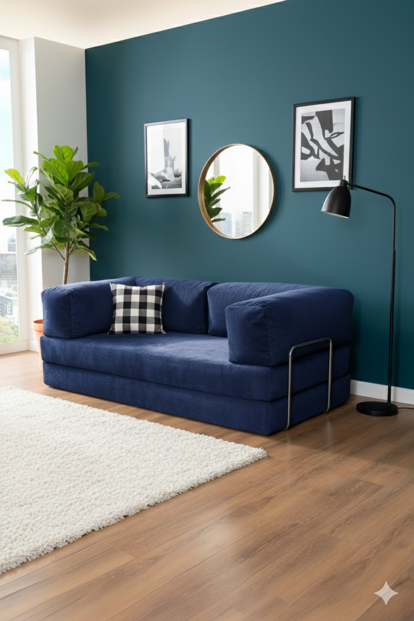 Thumbnail: 200X100 MEGANEST Modular Corduroy Sofa Bed, Washable Minimalist Floor Couch.