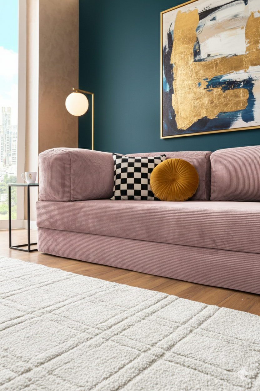 Thumbnail: 200X100 MEGANEST Modular Corduroy Sofa Bed, Washable Minimalist Floor Couch.