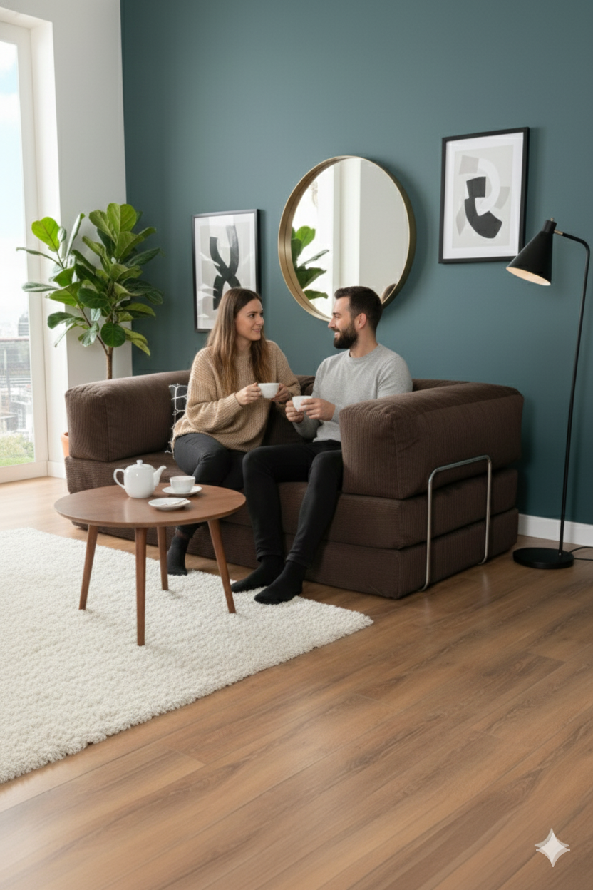 Thumbnail: 200X100 MEGANEST Modular Corduroy Sofa Bed, Washable Minimalist Floor Couch.