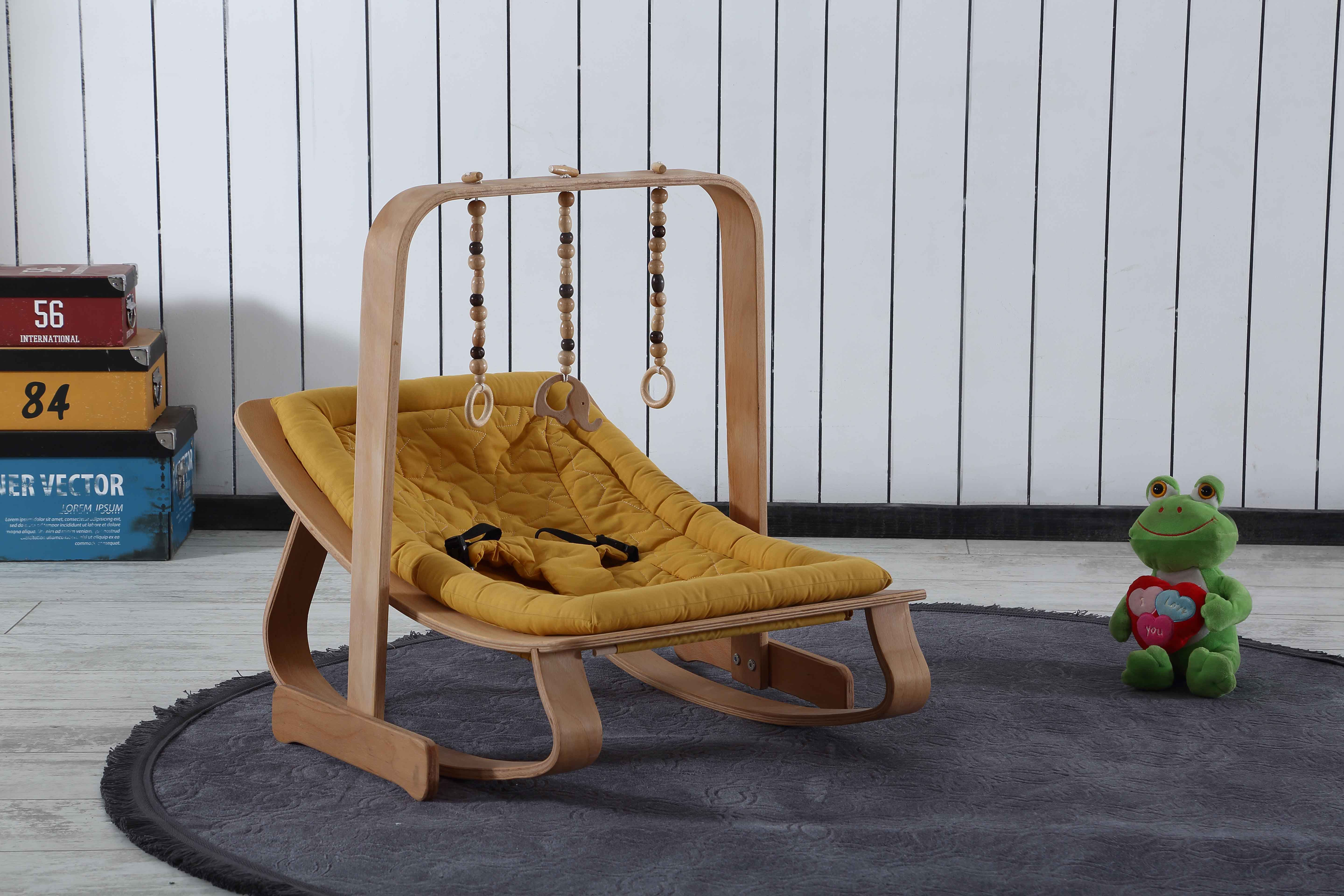 Handmade Natural Wooden Baby Rocking Chair.
