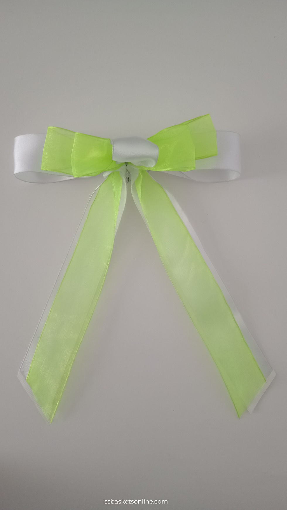 Thumbnail: Sheer Lime & White Ribbon Bow – Perfect for Attire, Hair Accessories, & More