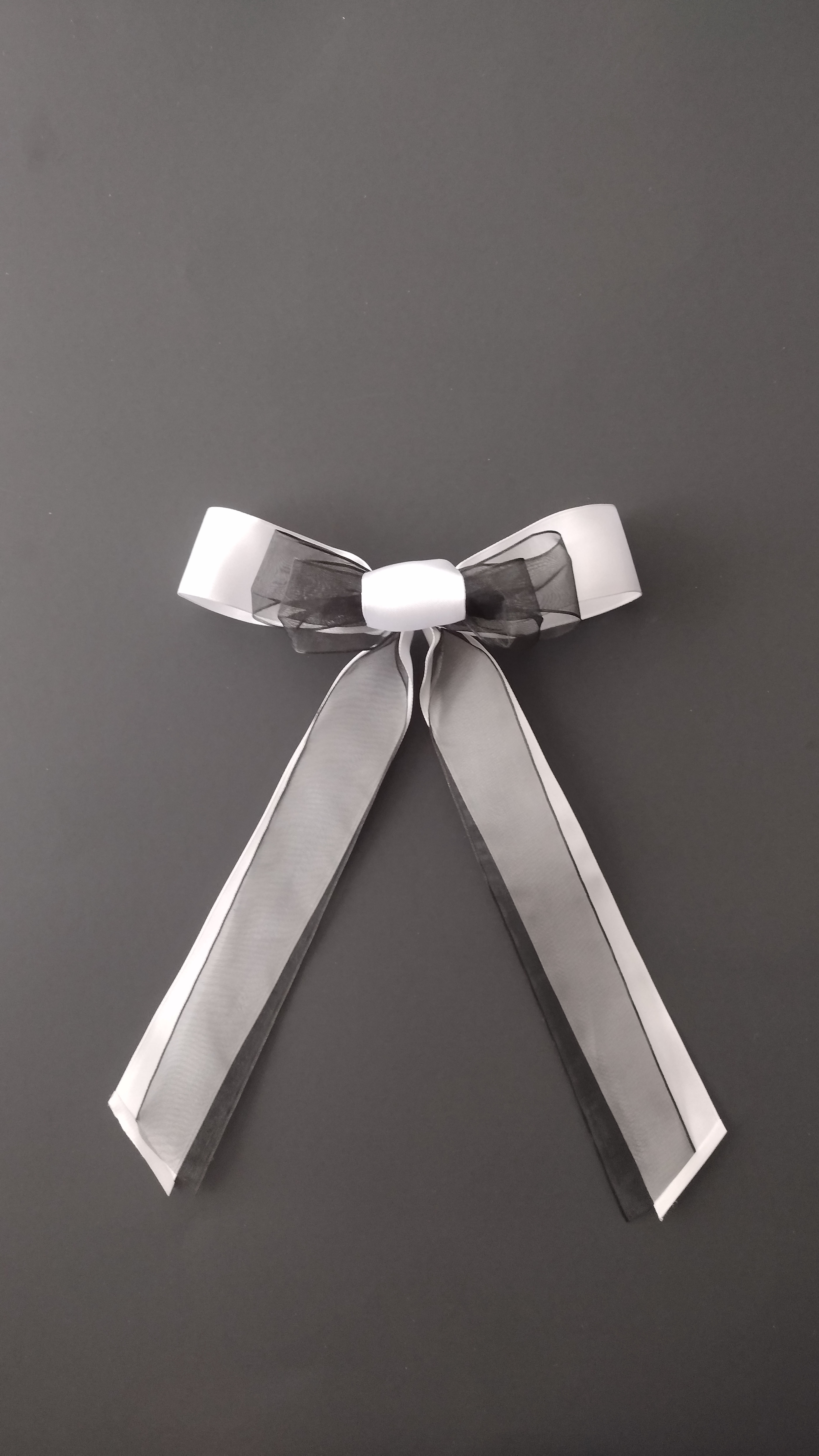 "Black & White Ribbon Bow – Perfect for Attire, Hair Accessories, & More"