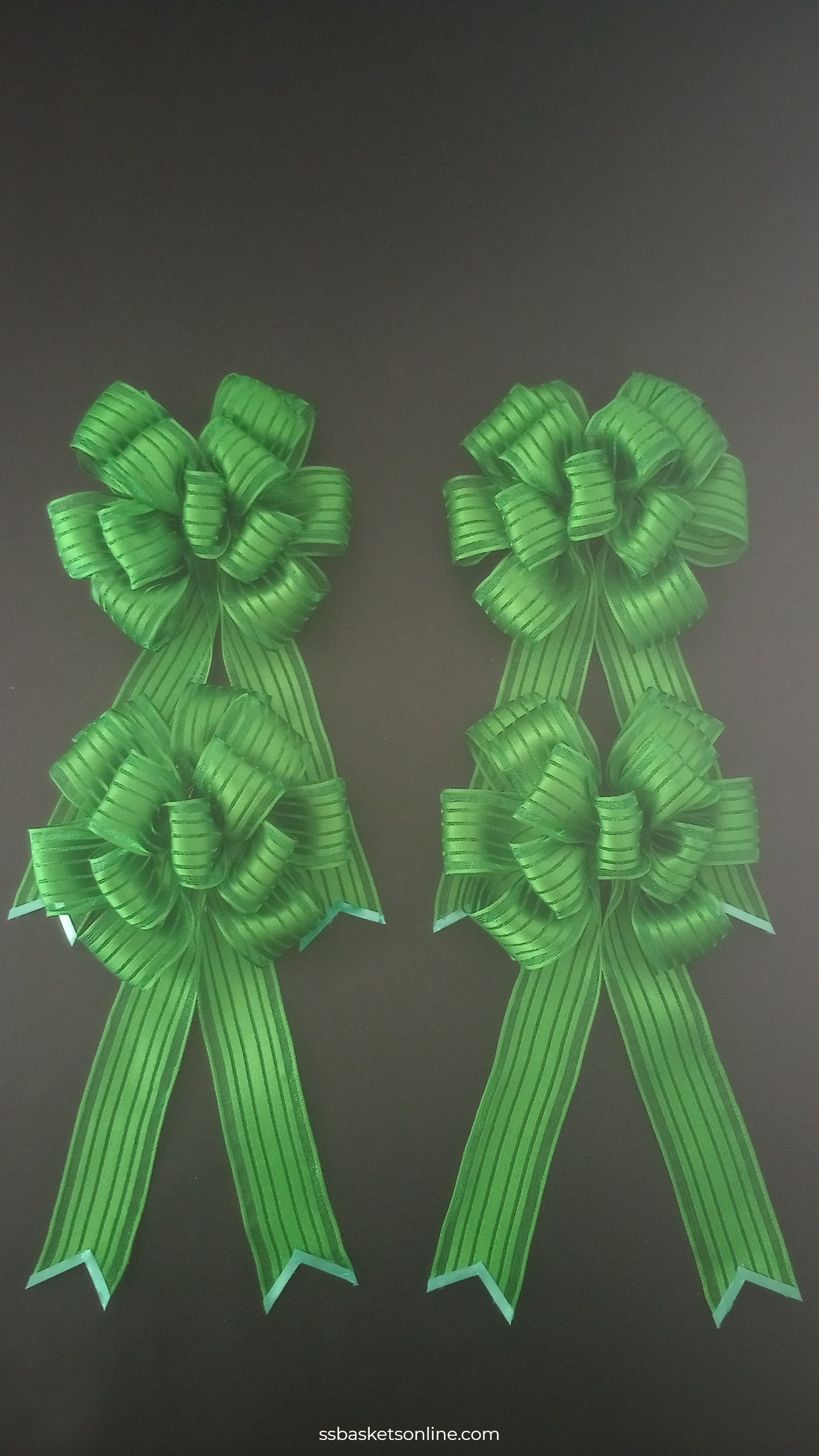 4 Elegant Emerald Green Ribbon Bows
