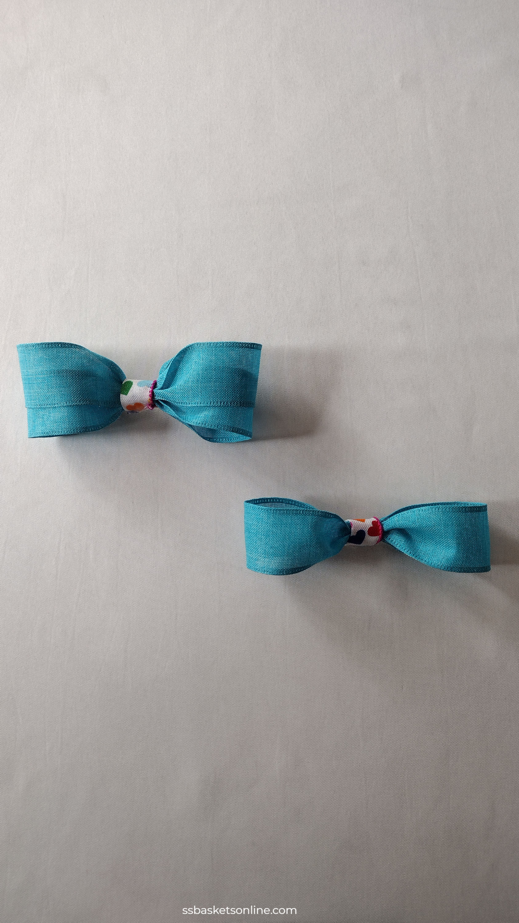 Sweetheart Pastel Sky Blue Hair Bows with Colorful Mini Hearts