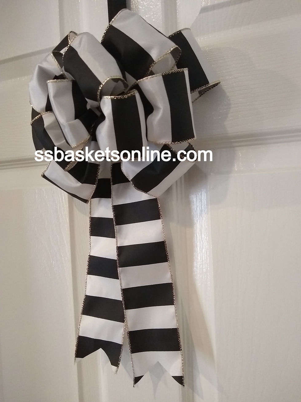 Thumbnail: Large Black/White Gold Glitter Trim Bows – Add Glamour to Gifts & Home Decor