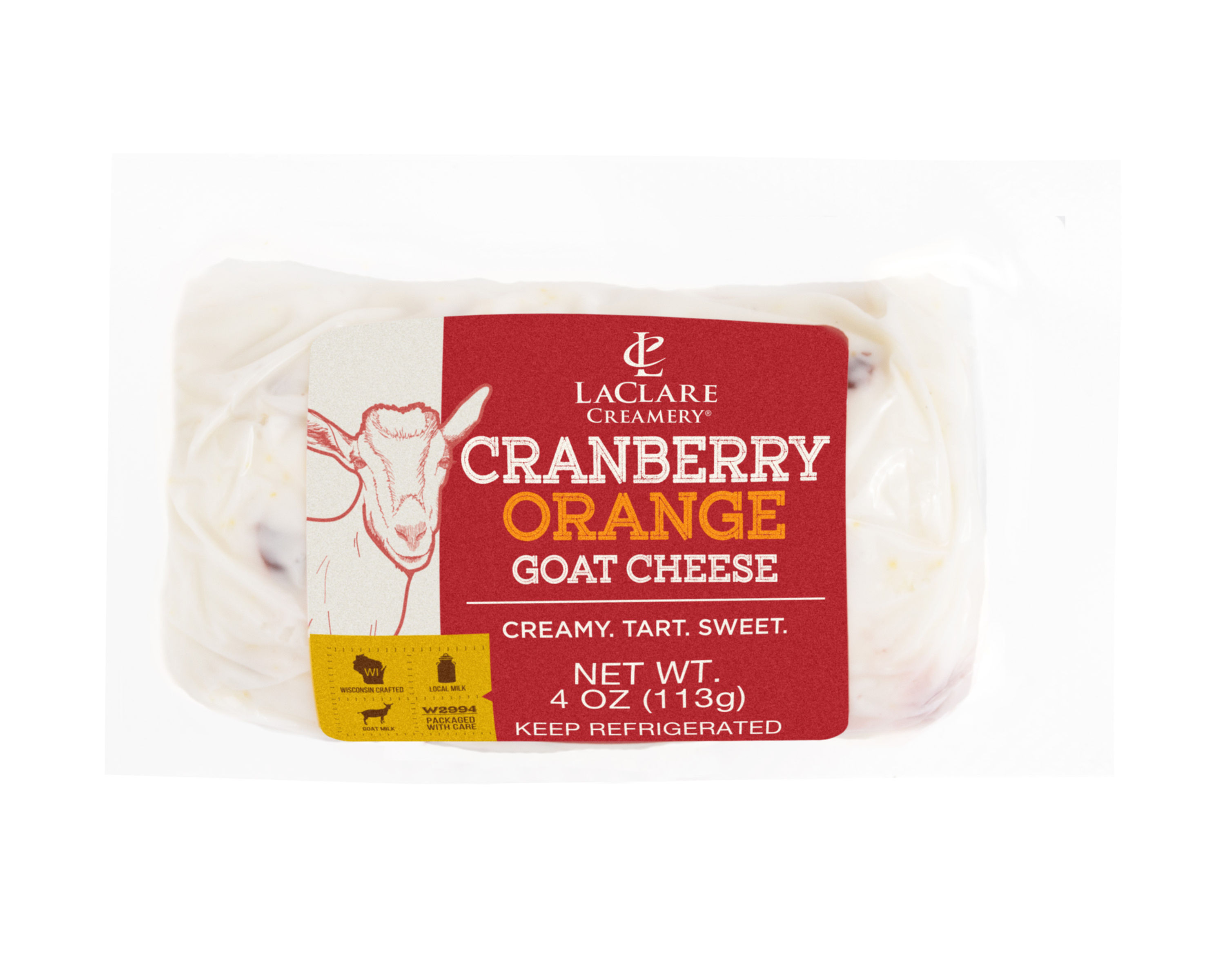 LaClare 4 oz. Cranberry Orange Goat Cheese Log