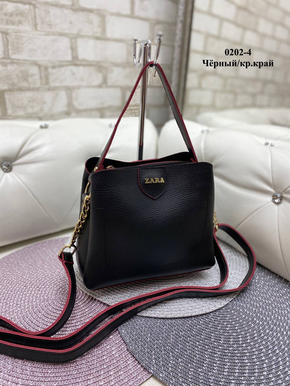 Сумка клатч ZARA эко-кожа Чёрный + Красный