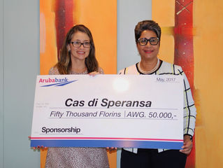 HopeAruba ta ricibi donacion di 50 mil florin pa Cas Speransa Nobo