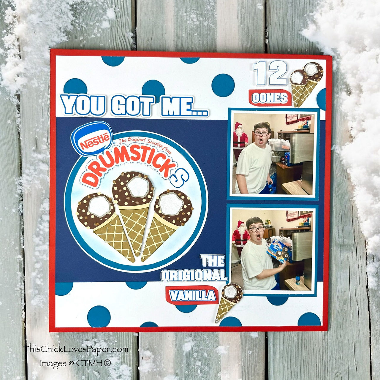 Scrapbooking That’s Sweet as Ice Cream! “Drumstick” Inspired Scrapbook Layout Using Only Cardstock 🍦🎉