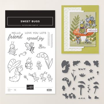 ap into your inner gardener with the Sweet Bugs Bundle! This stamp and die set showcases a sweet selection of garden critters, perfect for capturing the joy of spending time in the garden. Stamp ladybugs, butterflies, and more, then cut out snails, bees, mushrooms, and other whimsical shapes. Ideal for cards, scrapbooks, and paper projects, this collection brings the joy of the garden indoors.