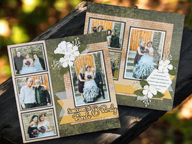 Create a 12×12 double-page wedding scrapbook layout featuring friends & family moments with this step-by-step tutorial. Designed to showcase multiple photos using Stampin’ Up!® Nature’s Walk DSP, created by ThisChickLovesPaper.com for the Jayma Malme & Creative Design Team Sketchbook V5 Page 12 collab. ✂️✨