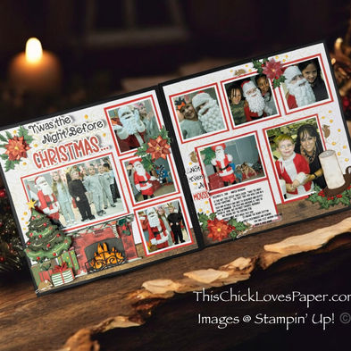 ✨ Scrapbook the holiday magic with this ‘Twas the Night Before Christmas 12x12 scrapbook layout! Featuring festive scene-building, layered embellishments, and a starring Santa moment, this Christmas play-inspired design captures the joy of holiday storytelling. Create a show-stopping keepsake with This Chick Loves Paper! 🎄📸