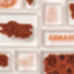 Stampin' Up! stamps on a white background show designs of a plane, cake, duck, flowers, and reversed "THANKS" text. Warm orange tones dominate.