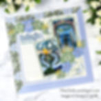 Scrapbook page featuring Bellagio Spring 2023 theme, with floral patterns, blue and green hues, and garden photos. Text: ThisChickLovesPaper.com.