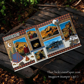 🌲⛺️Roughing It Never Looked So Good! 12x12 Camping Scrapbook Layout Using Weekend Adventures DSP