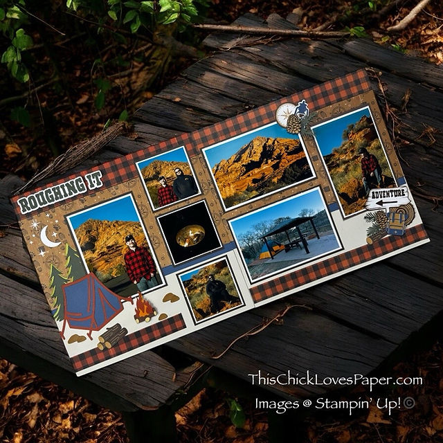 🌲⛺️Roughing It Never Looked So Good! 12x12 Camping Scrapbook Layout Using Weekend Adventures DSP Wr