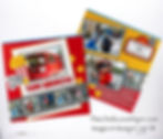 Two vibrant scrapbook pages feature Disney characters, a red trolley, filmstrip photos, and popcorn graphics. Text reads "NOW SHOWING."