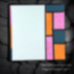 Colorful geometric card with zigzag edges in pink, orange, and navy against a dark patterned background. Text: ThisChickLovesPaper.com