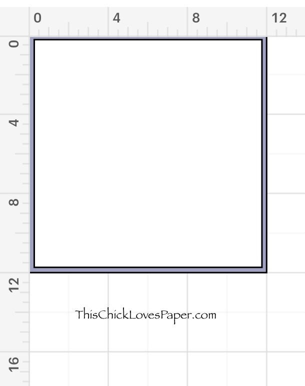 Blank white square on a grid background, bordered with a thin black line. Text at the bottom reads "ThisChickLovesPaper.com."