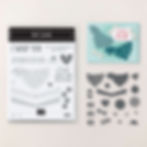 Pet love stamp set with phrases like "I WOOF YOU." Includes dog-themed stamps, patterns, and a teal card with "Love comes with four paws."