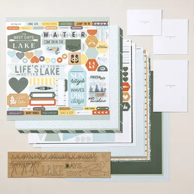 Lake Life Collection – The ultimate outdoor adventure set! Featuring patterned papers, scenic stamps & coordinating embellishments, this collection is perfect for scrapbook layouts & handmade cards!