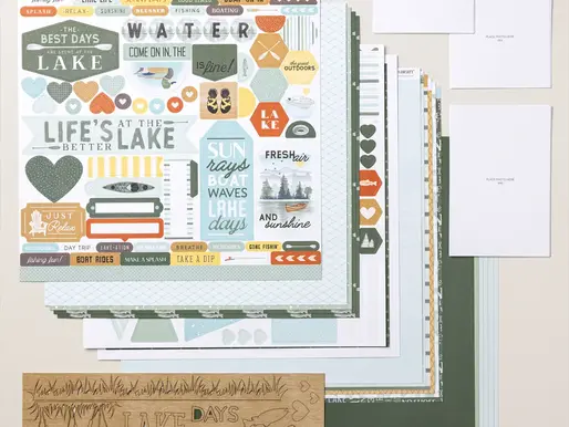Lake Life Collection – The ultimate outdoor adventure set! Featuring patterned papers, scenic stamps & coordinating embellishments, this collection is perfect for scrapbook layouts & handmade cards!