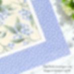 Floral card with blue berries on a beige background, bordered by blue polka dots. Text reads "ThisChickLovesPaper.com" and "Stampin' Up!"