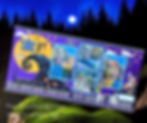 Scrapbook page with "Nightmare Before Christmas" theme, featuring purple and yellow graphics, fences, pumpkins, and 4 photos of a man.
