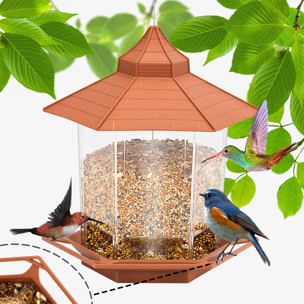 Automatic Bird Feeder Hanging Food Feeding Tool Gazebo Outdoor Birds Feeder Mul