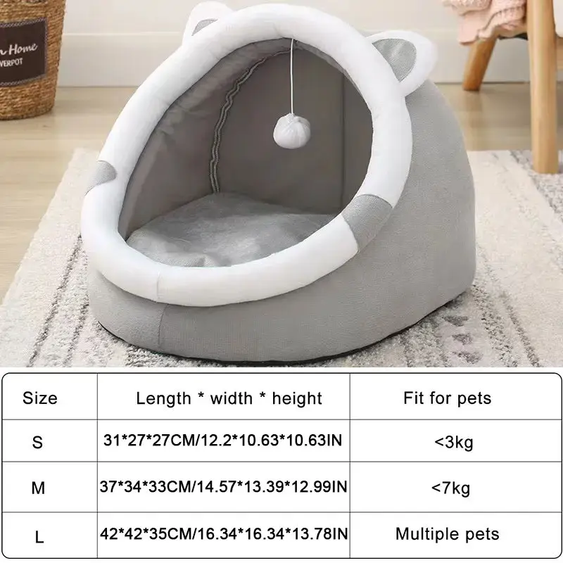 Miniatura: h Tent Cave Bed for Cats Small Dogs Self-Warming Cat Tent Bed Cat Hut Comfortabl