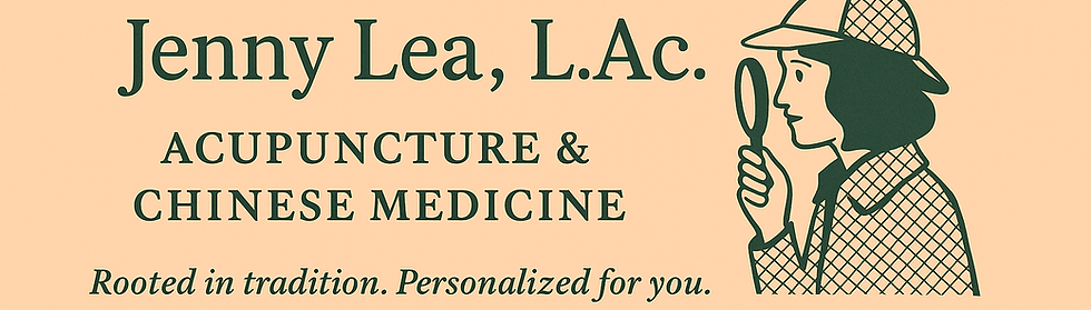 retro lady detective peering through a magnifying glass with the slogan 'rooted in tradition, personalized for you'.