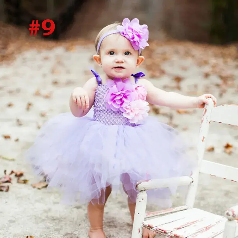Miniatura: Princess Baby Rainbow Couture Tutu Dress With Flower Headband Halloween Birthday