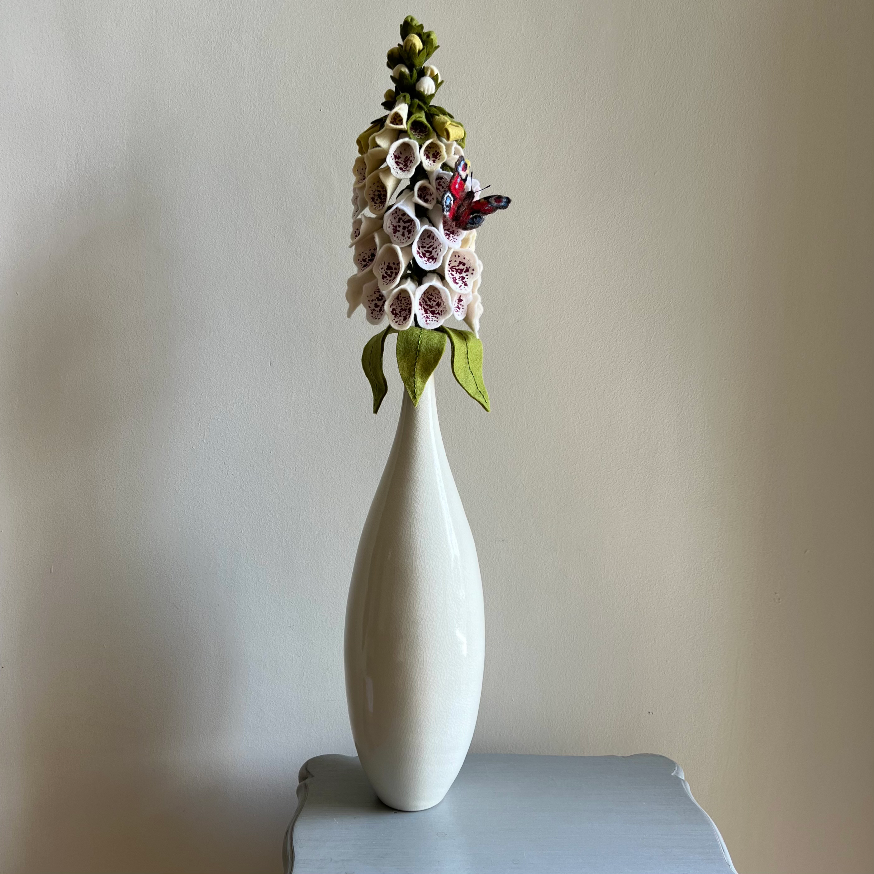 Dalmation white foxglove & Peacock butterfly