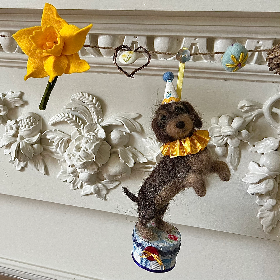 Thumbnail: Easter garland ... Frankie the dachshund