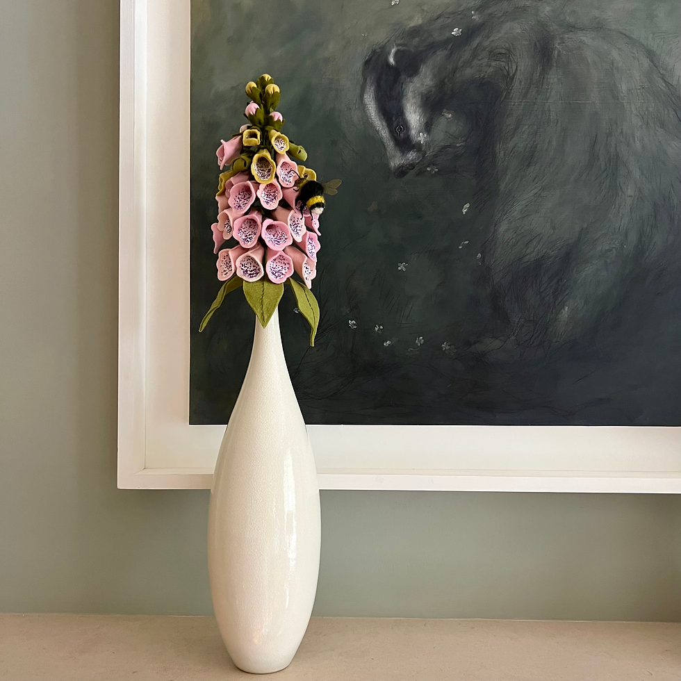 Pink foxglove and bee