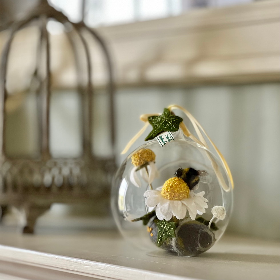 Thumbnail: Bee scene in a glass bauble