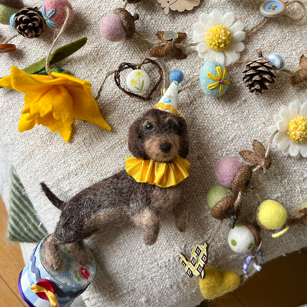 Thumbnail: Easter garland ... Frankie the dachshund