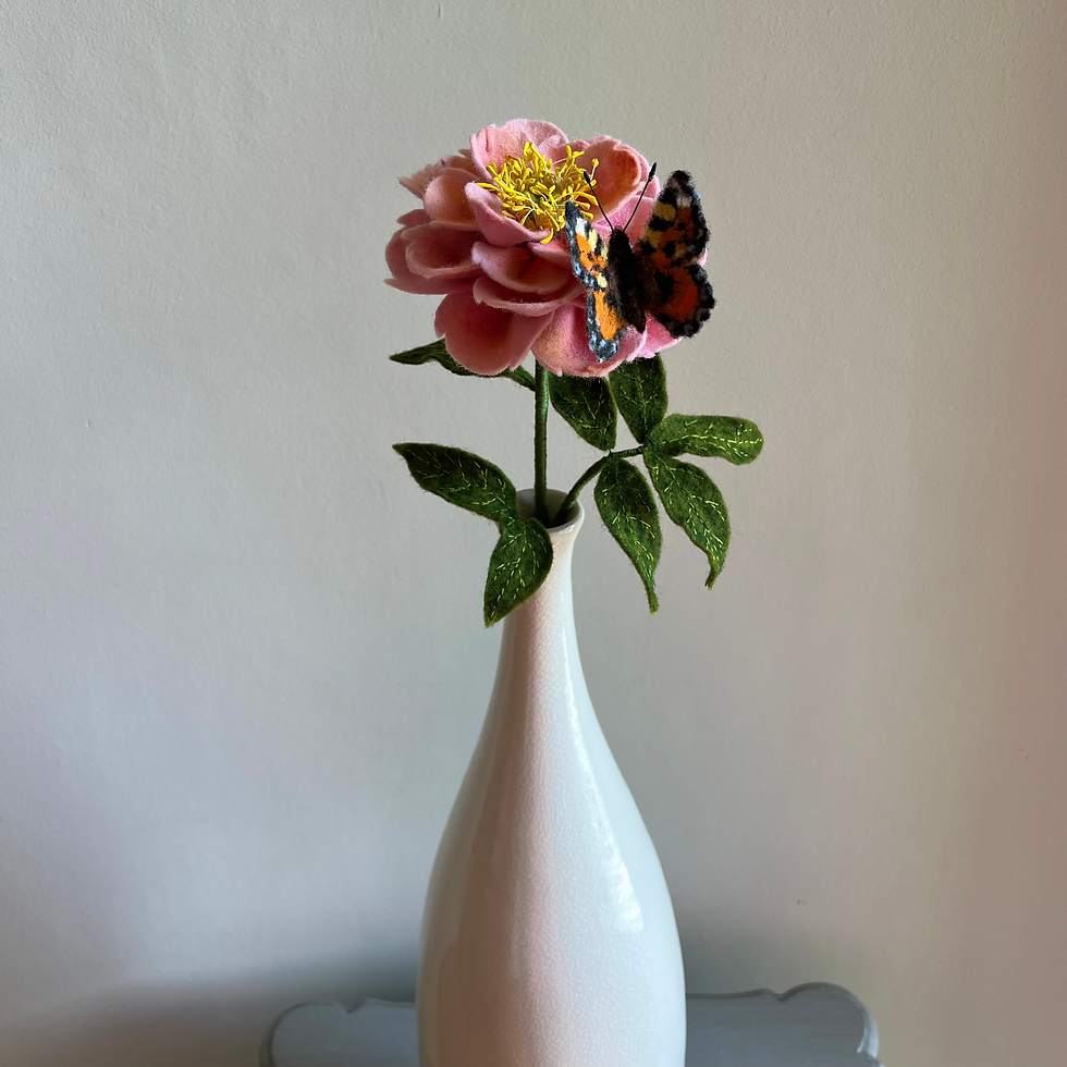 Thumbnail: Peony stem with small tortoiseshell butterfly