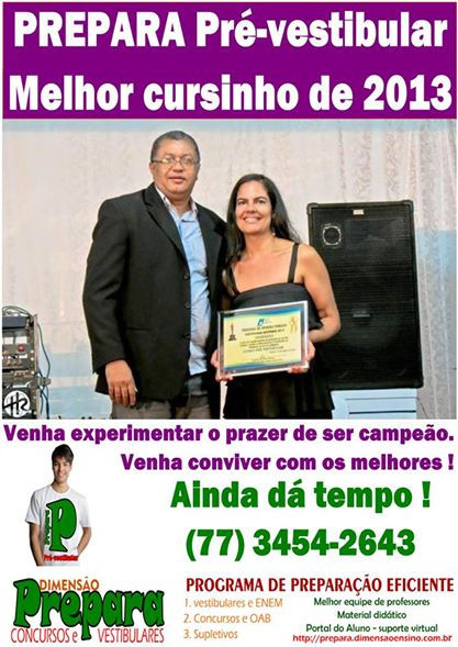 DIMENSÃO PREPARA é premiado como cursinho destaque em 2013 !