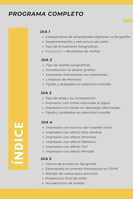 Índice Completo de serigrafia