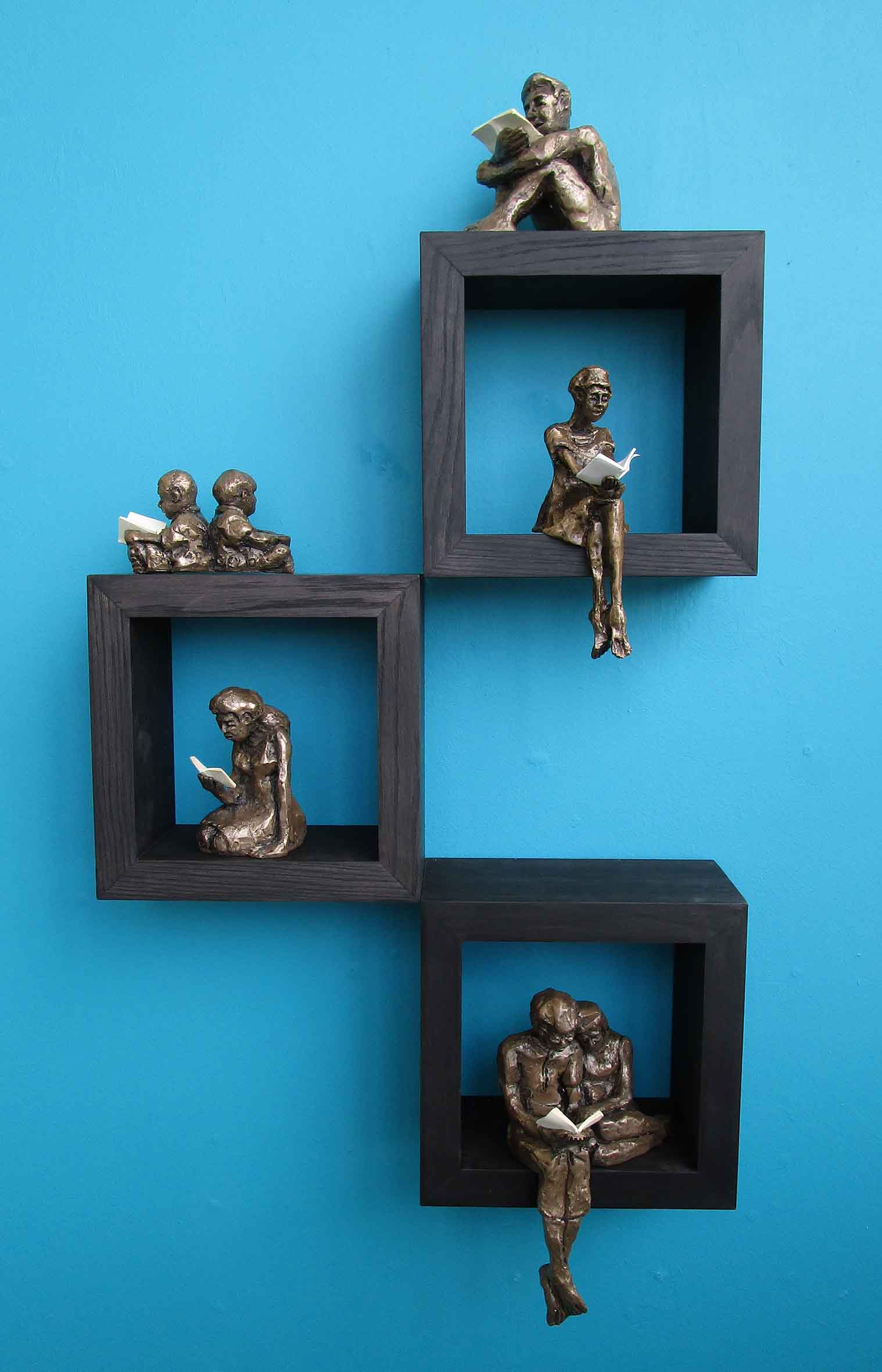Cold cast bronzes on boxes